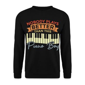 Klavierspieler Junge - Unisex Pullover - Schwarz - Vorne - Alina (178cm) & Michal (187cm)