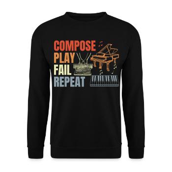 Klavierspieler Routine - Unisex Pullover - Schwarz - Vorne - Alina (178cm) & Michal (187cm)