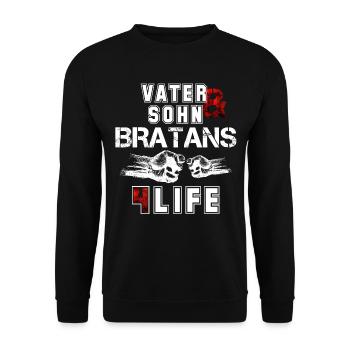 Vater und Sohn Bratans fürs Leben Geschenk - Unisex Pullover - Schwarz - Vorne - Alina (178cm) & Michal (187cm)