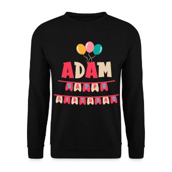 Adam T-Shirt Happy Birthday T-Shirt Geschenkidee - Unisex Pullover - Schwarz - Vorne - Alina (178cm) & Michal (187cm)