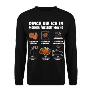 Eichhörnchen - Funny Shirts - Lustiger Spruch - Unisex Pullover - Schwarz - Vorne - Alina (178cm) & Michal (187cm)