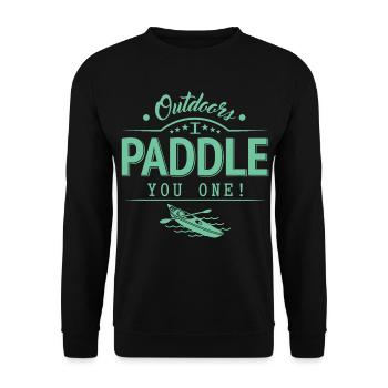 Draußen Paddele ich dir eins - Unisex Pullover - Schwarz - Vorne - Alina (178cm) & Michal (187cm)