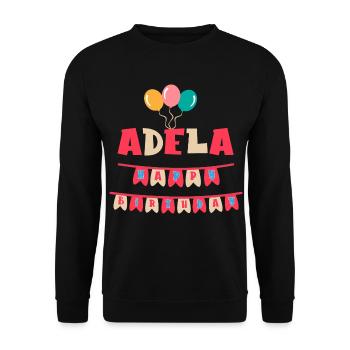 Adela T-Shirt Happy Birthday T-Shirt Geschenk - Unisex Pullover - Schwarz - Vorne - Alina (178cm) & Michal (187cm)