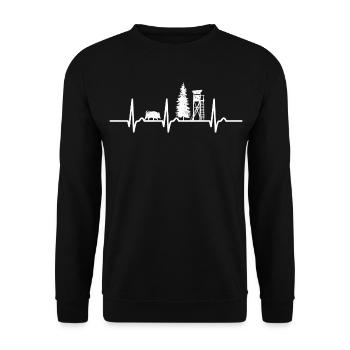 ECG curve - heart curve - pulse - hunting - hunter - Unisex Sweatshirt - black - Front - Alina (178cm) & Michal (187cm)