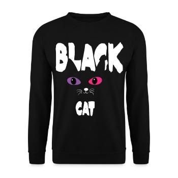 Schwarz Weiße Katze - Unisex Pullover - Schwarz - Vorne - Alina (178cm) & Michal (187cm)