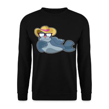 Seal Sunglasses - Unisex Sweatshirt - black - Front - Alina (178cm) & Michal (187cm)