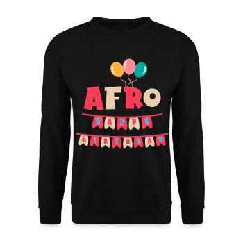 T-shirt afro joyeux anniversaire joyeux anniversaire - Sweat-shirt Unisexe - noir - Devant - Alina (178cm) & Michal (187cm)