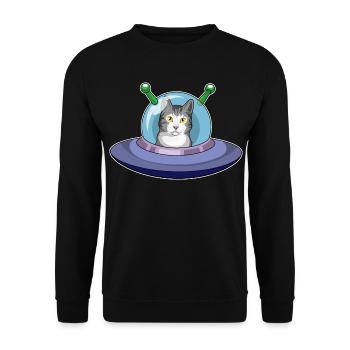 Vaisseau spatial Chat Espace - Sweat-shirt Unisexe - noir - Devant - Alina (178cm) & Michal (187cm)