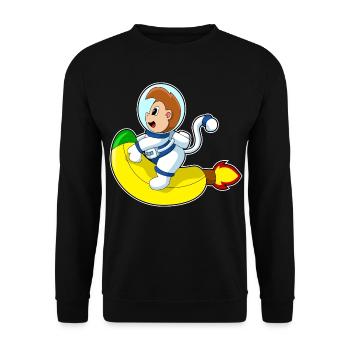 Affe Astronaut Weltraum - Unisex Pullover - Schwarz - Vorne - Alina (178cm) & Michal (187cm)
