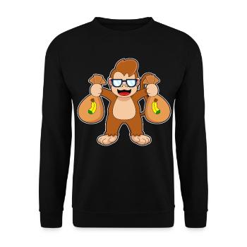 Affe Bandit Geldsack - Unisex Pullover - Schwarz - Vorne - Alina (178cm) & Michal (187cm)