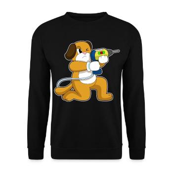 Hund Handwerker Bohrmaschine Handwerk - Unisex Pullover - Schwarz - Vorne - Alina (178cm) & Michal (187cm)