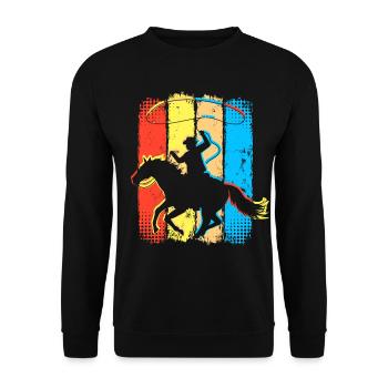 Retro Cowboy - Vintage Rider Western - Sweat-shirt Unisexe - noir - Devant - Alina (178cm) & Michal (187cm)