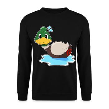 Ente Schwimmen - Unisex Pullover - Schwarz - Vorne - Alina (178cm) & Michal (187cm)