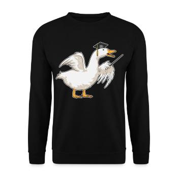Duck Teacher Pointing Stick School - Unisex Sweatshirt - black - Front - Alina (178cm) & Michal (187cm)
