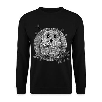 Illustration hiboux noir et blanc - Sweat-shirt Unisexe - noir - Devant - Alina (178cm) & Michal (187cm)