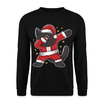 Dabbing Santa Cat Dab Black Cat Design pour - Sweat-shirt Unisexe - noir - Devant - Alina (178cm) & Michal (187cm)