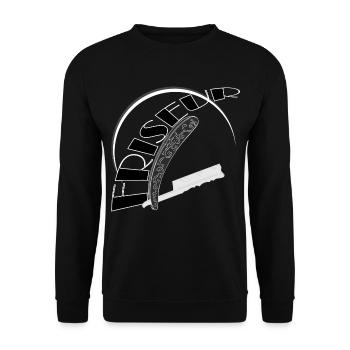 Friseur Rasiermesser Salon - Unisex Pullover - Schwarz - Vorne - Alina (178cm) & Michal (187cm)