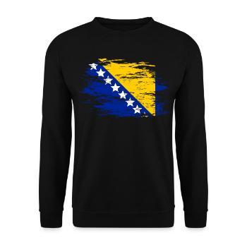 Bosnien Flagge used - Unisex Pullover - Schwarz - Vorne - Alina (178cm) & Michal (187cm)