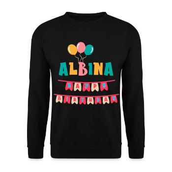 T-shirt Albina joyeux anniversaire joyeux anniversaire - Sweat-shirt Unisexe - noir - Devant - Alina (178cm) & Michal (187cm)