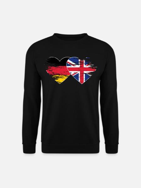 Allemagne Royaume-Uni drapeau utilisé coeur - Sweat-shirt Unisexe - noir