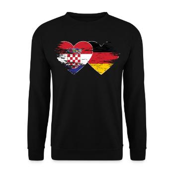 Croatia Germany flag used heart - Unisex Sweatshirt - black - Front - Alina (178cm) & Michal (187cm)