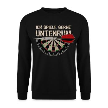 Dart Spruch - Silhouette - Dartfan - Dartspieler - Unisex Pullover - Schwarz - Vorne - Alina (178cm) & Michal (187cm)