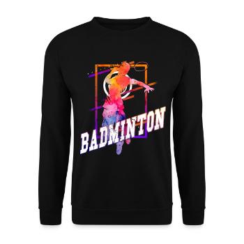 Badminton Federball Sport Spieler Vintage Retro - Unisex Pullover - Schwarz - Vorne - Alina (178cm) & Michal (187cm)