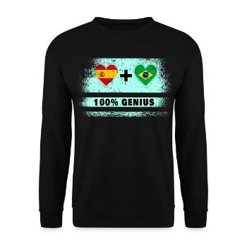 Spain and Brazil flag 100% genius - Unisex Sweatshirt - black - Front - Alina (178cm) & Michal (187cm)