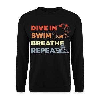 Tägliche Routine für Schwimmer - Unisex Pullover - Schwarz - Vorne - Alina (178cm) & Michal (187cm)