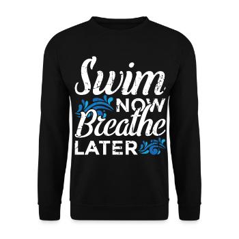 Lustiger Schwimmspruch - Unisex Pullover - Schwarz - Vorne - Alina (178cm) & Michal (187cm)