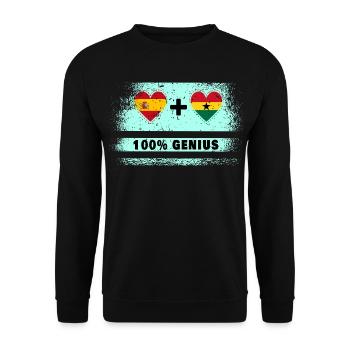 Flagge von Spanien und Ghana 100% genial - Unisex Pullover - Schwarz - Vorne - Alina (178cm) & Michal (187cm)