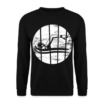 Schwimmer Zeichnung - Unisex Pullover - Schwarz - Vorne - Alina (178cm) & Michal (187cm)