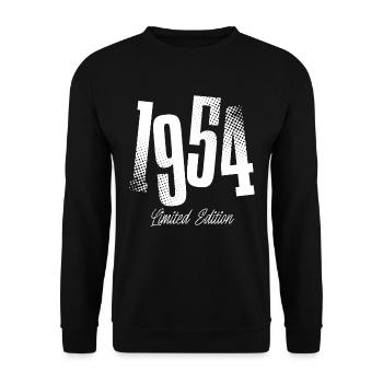 1954 Jahrgang Geburtstag Baujahr Geboren - Unisex Pullover - Schwarz - Vorne - Alina (178cm) & Michal (187cm)