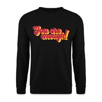 Motivierender Spruch mit 3D-Effekt - Unisex Pullover - Schwarz - Vorne - Alina (178cm) & Michal (187cm)