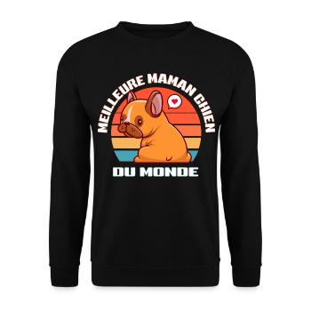 Chien Maman du Monde Retro - Sweat-shirt Unisexe - noir - Devant - Alina (178cm) & Michal (187cm)