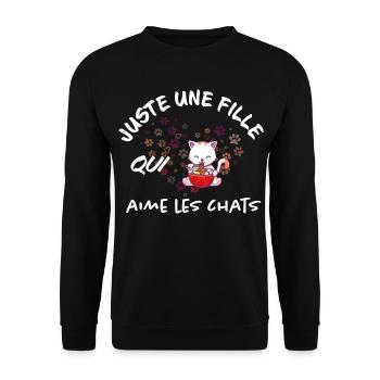 Chat gourmand Ramen Coloré - Sweat-shirt Unisexe - noir - Devant - Alina (178cm) & Michal (187cm)