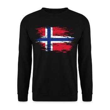 Norwegen Flagge used - Unisex Pullover - Schwarz - Vorne - Alina (178cm) & Michal (187cm)