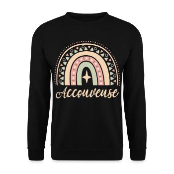 Cadeau Accouveuse. Boho Rainbow accouveuse. - Sweat-shirt Unisexe - noir - Devant - Alina (178cm) & Michal (187cm)