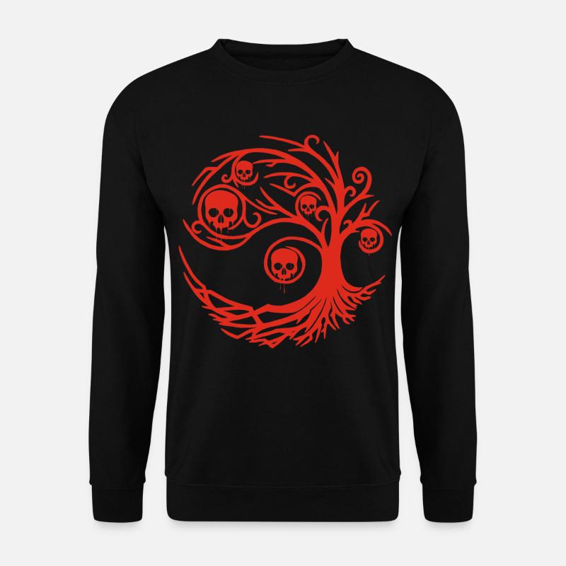 Roter Baum mit Totenköpfen - Unisex Pullover - Schwarz