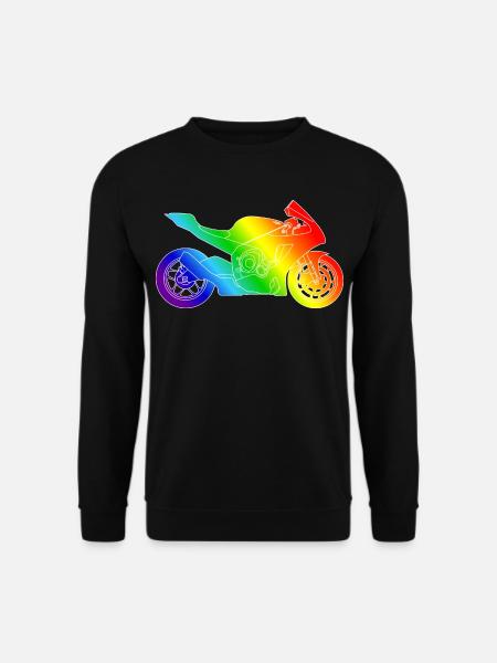Supersport Motorrad in Regenbogenfarben - Unisex Pullover - Schwarz