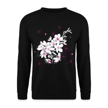 Cherry Blossom Sakura Spring - Unisex Sweatshirt - black - Front - Alina (178cm) & Michal (187cm)