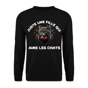 Juste Une Fille Qui Aime Chats - Sweat-shirt Unisexe - noir - Devant - Alina (178cm) & Michal (187cm)