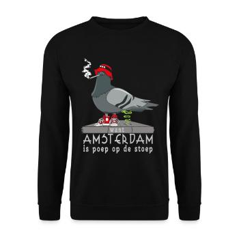 Amsterdam is poop on the doorstep - Unisex Sweatshirt - black - Front - Alina (178cm) & Michal (187cm)
