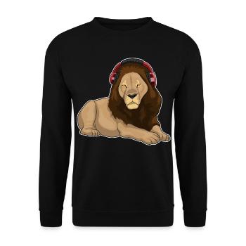 Löwe Kopfhörer Musik - Unisex Pullover - Schwarz - Vorne - Alina (178cm) & Michal (187cm)