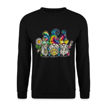 Hippie Gnomes Peace Tie Dye - Unisex Pullover - Schwarz - Vorne - Alina (178cm) & Michal (187cm)