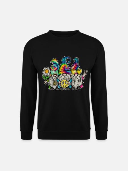 Hippie Gnomes Peace Tie Dye - Unisex Sweatshirt - black