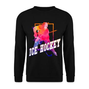 Eishockey Eishockeyspieler Spieler Vintage Retro - Unisex Pullover - Schwarz - Vorne - Alina (178cm) & Michal (187cm)