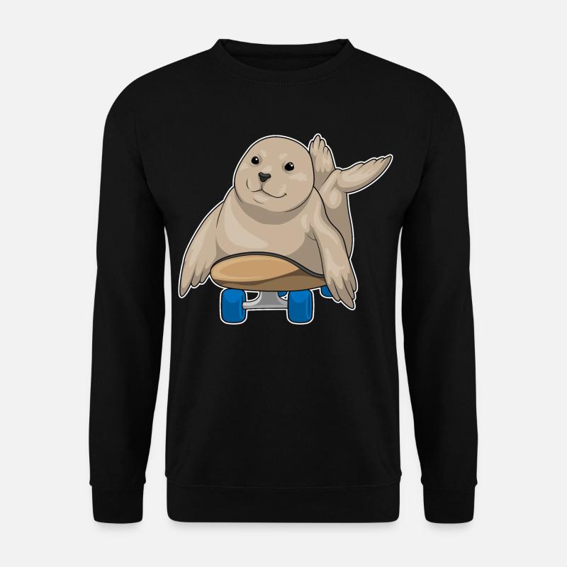 Seehund Skater Skateboard - Unisex Pullover - Schwarz