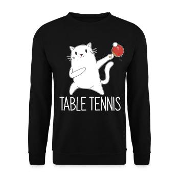 Table Tennis Katze Pingpong Outfit Cat Tischtennis - Sweat-shirt Unisexe - noir - Devant - Alina (178cm) & Michal (187cm)