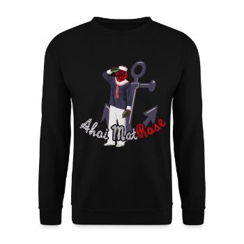 Ahoi MatRose! Segeln & Boot fahren Anker Version - Unisex Pullover - Schwarz - Vorne - Alina (178cm) & Michal (187cm)